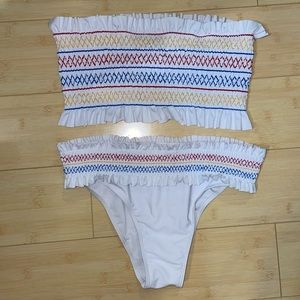 White bandeau swimsuit
